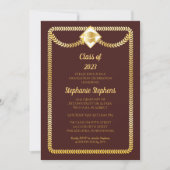 Invitation Marron | Gold Serpentine Graduation Party (Devant)