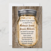 Invitation marron grain de bois campagne rustique mariage pot (Devant)