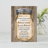 Invitation marron grain de bois campagne rustique mariage pot (Debout devant)