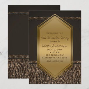 Invitation Marron Or Imprimé Zèbre Fête d'anniversaire Tout É