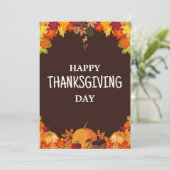 Invitation Marron & Orange Simple Joyeux jour de Thanksgiving (Debout devant)