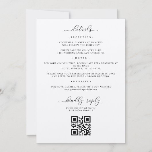 Invitation Marron rouge rose vif tout en 1 QR Code Mariage (Dos)