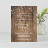 Invitation Marron rustique & lumières Réception d'après-maria (Debout devant)