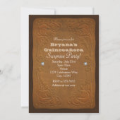 Invitation Marron rustique occidental et turquoise MIS QUINCE (Dos)
