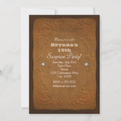 Invitation Marron rustique occidental et turquoise QUINZE 15 (Dos)