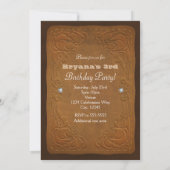 Invitation Marron rustique occidental et turquoise TROIS 3 3è (Dos)