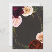 Invitation Marron Rustique & Or Moderne Fleurs Sombres Mariag (Dos)