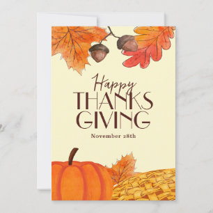 Invitation Marron Simple Joyeux Thanksgiving Media Sociaux