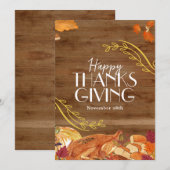 Invitation Marron Simple Joyeux Thanksgiving Médias Sociaux (Devant / Derrière)