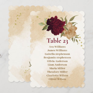 Invitation Marron vert beige or botanique plan de table