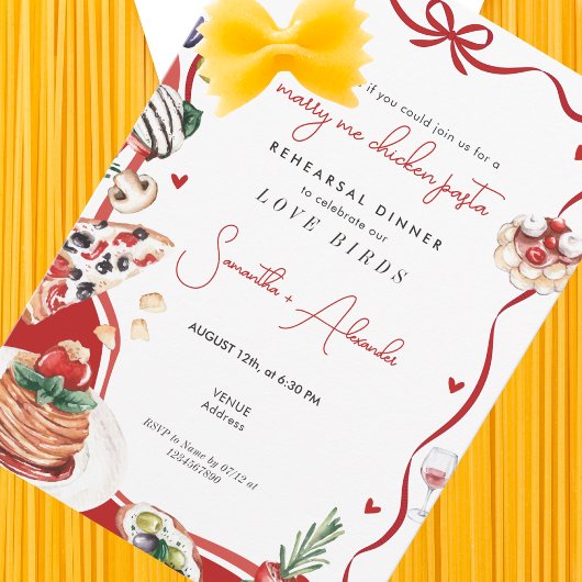 Invitation Marry Me Chicken Pasta Wedding Rehearsal Dinner