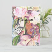 Invitation Marry me Watercolor agenda de musique florale (Debout devant)