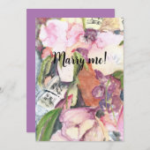 Invitation Marry me Watercolor agenda de musique florale (Devant / Derrière)