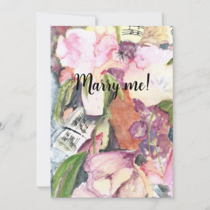 Invitation Marry me Watercolor agenda de musique florale