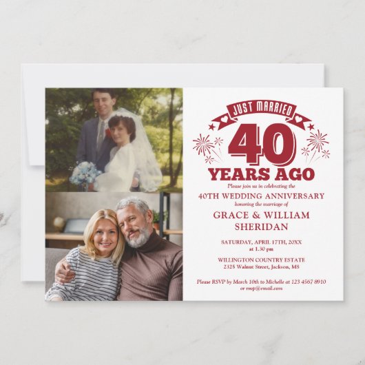 Invitation Marry Ruby 40e anniversaire de Mariage 2 Photo (Devant)