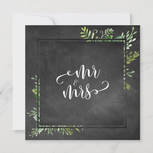 Invitation Marry Script Bouquet de verdure sur le tableau de  (Dos)