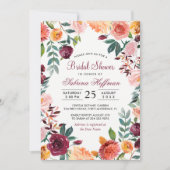 Invitation Marsala Aquarelle rose pâle Fête des mariées (Devant)