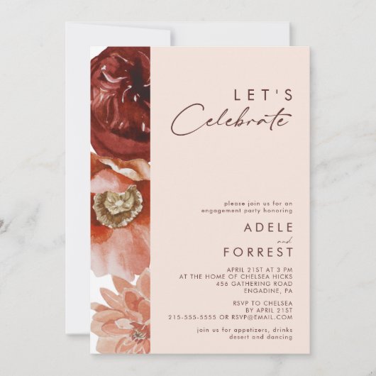 Invitation Marsala Autumn Floral | Blush Fêtons (Devant)