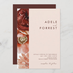 Invitation Marsala Autumn Floral   Brouiller tout en un maria