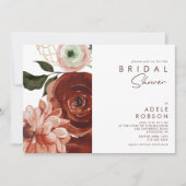 Invitation Marsala Autumn Floral | Fête des mariées blanche (Devant)