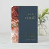 Invitation Marsala Autumn Floral | mariage tout en un (Debout devant)