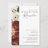 Invitation Marsala Autumn Floral | Réception de mariage blanc (Devant)