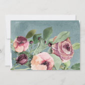 Invitation marsala bleu marine première communion florale (Dos)