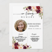 Invitation Marsala Blush Boho Photo funéraire Service commémo (Devant / Derrière)