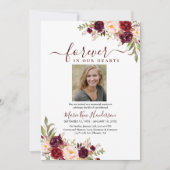 Invitation Marsala Blush Boho Service commémoratif Funéraille (Devant)