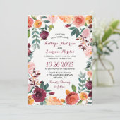 Invitation Marsala Blush rose Mariage de fleurs botaniques (Debout devant)