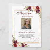 Invitation Marsala Boho Gold Memorial Service funéraire Photo (Devant)