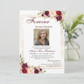 Invitation Marsala Boho Gold Memorial Service funéraire Photo (Debout devant)