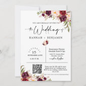 Invitation Marsala Boho Mariage Moderne Minimal QR Code Photo (Devant)