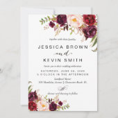 Invitation Marsala bordeaux fleurs (Devant)