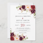 Invitation Marsala bordeaux floral (Devant)