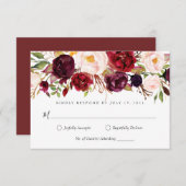 Invitation Marsala bordeaux floral RSVP V3 (Devant / Derrière)