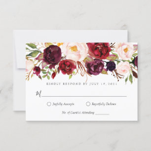 Invitation Marsala bordeaux floral RSVP V3