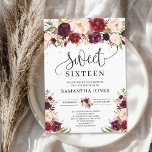 Invitation Marsala bordeaux sweet sixteen floral brun tendanc<br><div class="desc">Sweet sixteen floral bordeaux marsala tendance,  invitation,  Contactez-moi pour les articles correspondants ou pour la personnalisation,  Roses blush ©</div>