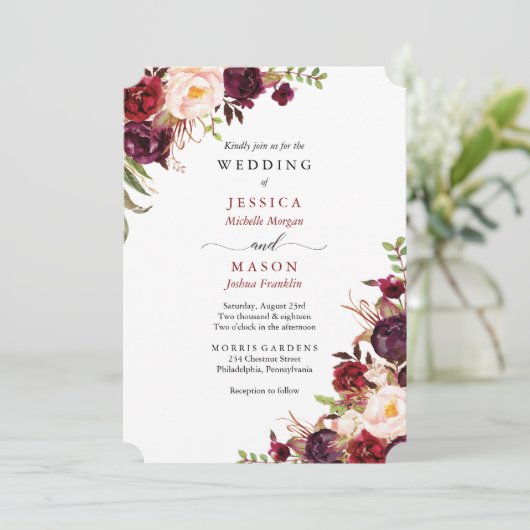 Invitation Marsala Bourgogne (Debout devant)