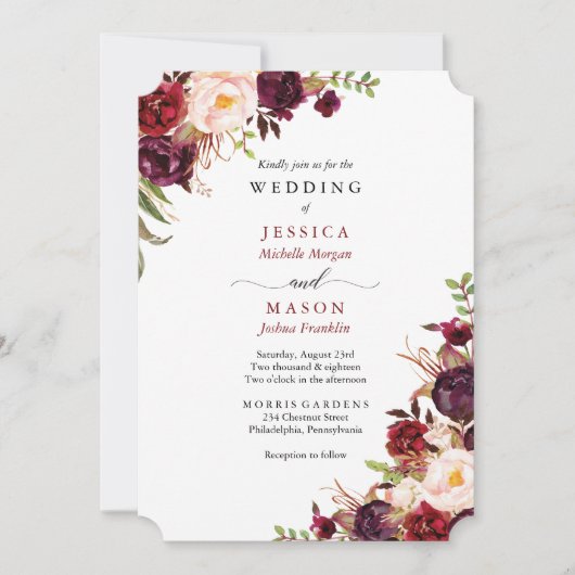 Invitation Marsala Bourgogne (Devant)