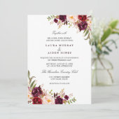 Invitation Marsala Bourgogne Aquarelle Mariage Floral (Debout devant)