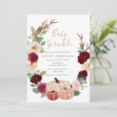 Invitation Marsala Bourgogne Citrouille Baby Sprinkle Invitat (Debout devant)