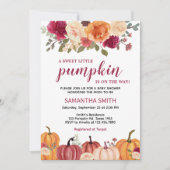 Invitation Marsala Bourgogne Citrouille Floral Baby shower (Devant)