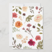 Invitation Marsala Bourgogne Citrouille Floral Baby shower (Dos)