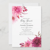 Invitation Marsala - Bourgogne et Baby shower floral clair (Devant)
