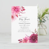 Invitation Marsala - Bourgogne et Baby shower floral clair (Debout devant)