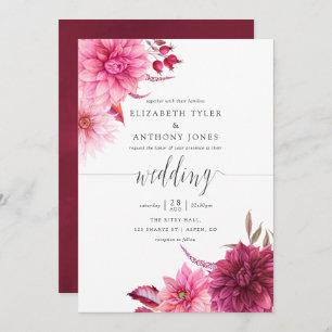 Invitation Marsala - Bourgogne et Mariage de automne d'automn