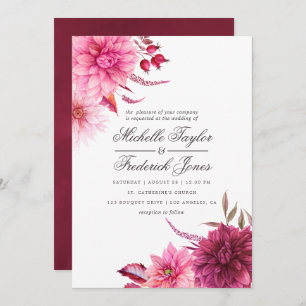 Invitation Marsala - Bourgogne et Mariage de automne d'automn