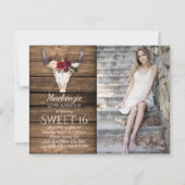 Invitation Marsala Bourgogne Fleurs Vache Crâne de vache Phot (Devant)