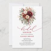 Invitation Marsala Bourgogne Or Eucalyptus douche nuptiale (Devant)